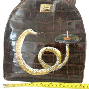 Designer hand painted iFerre croc shoulder bag